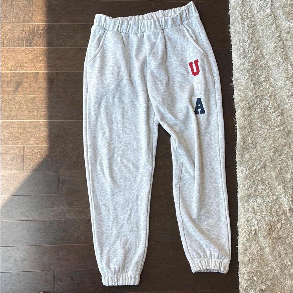 Gray Sweatpants Elastic Cuffed Joggers
